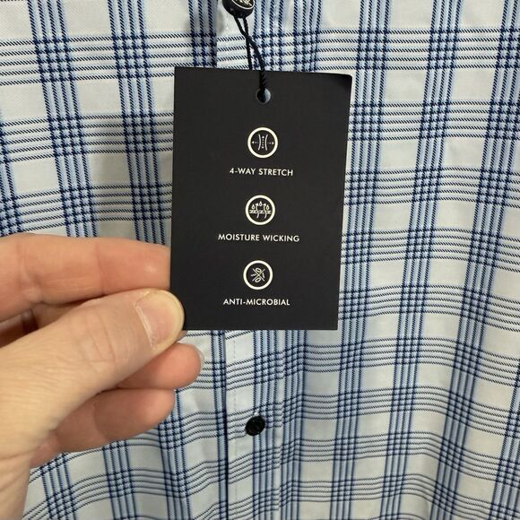 NEW Jos. A. Bank Traveler Tailored Fit Blue Plaid Button-Down Shirt Men's 2XLT - Picture 6 of 12